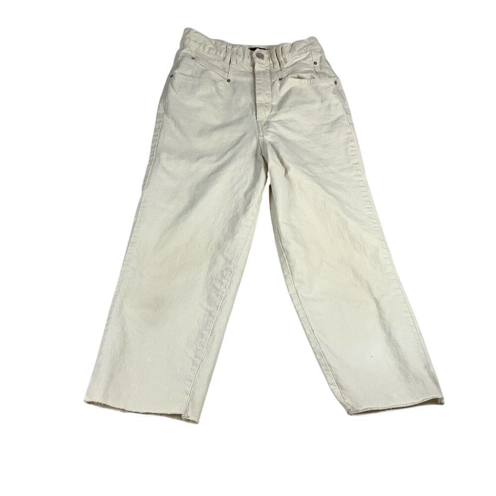 Isabel Marant White Cropped Jeans Size US 4  FR  36 High Rise Raw Hem Granny